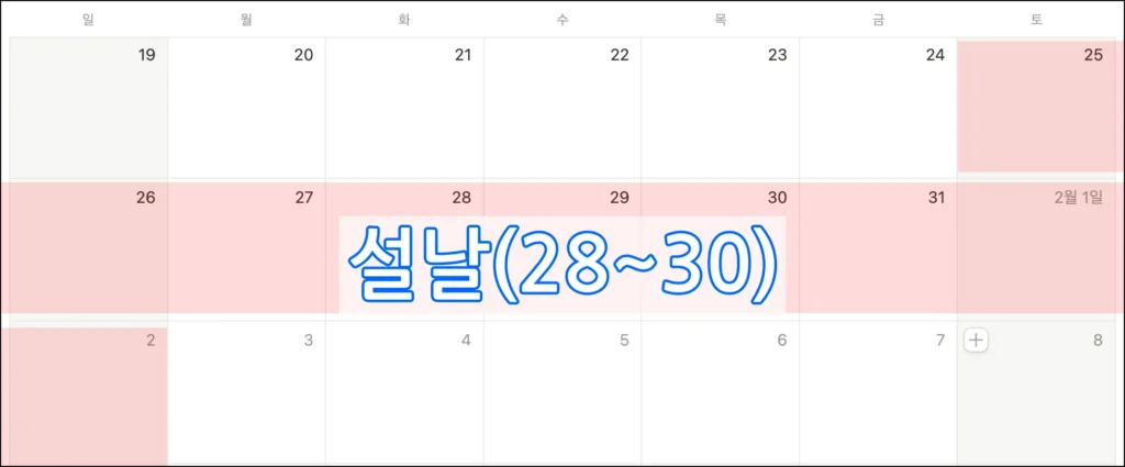 2025년 공휴일 설날 연휴로 최대 9일 만들기